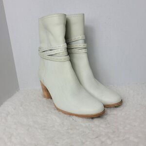 Frye Naomi Pickstitch Womens Size 8.5 B  Italian White Leather Boots